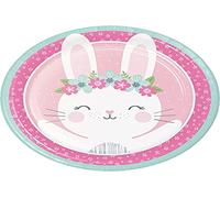 Creative Party PC336050 - Piatti di carta con coniglietto di compleanno, 8 pezzi, colore: Rosa
