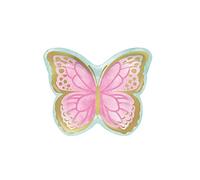 Creative Party Piatti per feste a forma di farfalla, 18 x 24 cm, confezione da 8 piatti usa e getta, decorazioni a farfalla, piatti di carta rosa, PC355770