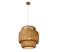 Creative Personality Shade Woven Pendant Hanging Lamp Chinese Restaurant Chandelier Natural Light Fixture for Kitchen Island, Living Dining Room(60cm*51cm)