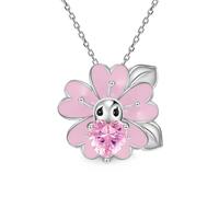 Creative Pink Flower Heart Shape La Collana a Ciondolo Zircon
