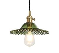 Creative Pleated Glass Pendant Lamp Lampshade E27 Screw Ceiling Light Fixtures Nordic Industrial Style Chandelier | Living Room, Bedroom, Bar Decoration Hanging Light(A)