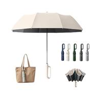 Creative Ring Buckle Windproof Reinforced Umbrella, Portable Automatic Folding Travel Umbrella with Carabiner Handle, UPF 50+ Sun & Rain Protection for Commuting and Daily Use (A,Diameter 105 cm)