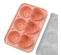 Creative Rose - Vassoio per ghiaccio a forma di cuore con coperchio a imbuto, in silicone flessibile per una facile formazione e pulizia dei cubetti di ghiaccio (rosa)