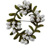 Creative Round Garland Half Hole Design Dress Spilla Pin Fashion Pearl Inlay Flower Leaf Cluster Corpetti Simulato Pearl Sciarpa Clip Pin per la casa Convenient And Clever