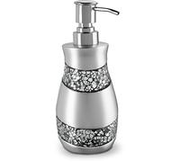 Creative Scents Dispenser di sapone liquido a mosaico argentato, per bagno, decorativo, per sapone liquido e lozioni, con pompa in metallo resistente (grigio argento)