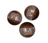 Creative Scents Schonwerk Brown Walnut Decorative Orbs for Bowls and Vase Fillers (Set of 3) Resin Sphere Balls for Living, Dining Room, Coffee Table Centerpiece Home Decor - Great Gift Idea