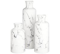 Creative Scents White Marble look, Set di 3 vasi decorativi bianchi con effetto marmoreo, per erba della pampa, fiori freschi o secchi, per cucina, camera da letto, ufficio, soggiorno, sala da pranzo