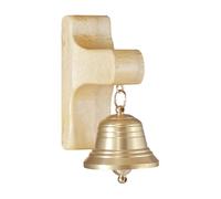 Creative Shop - Campanello magnetico in legno con campana in ottone, elegante campanello a vento per negozi, ristoranti, ingressi residenziali, finitura in legno naturale