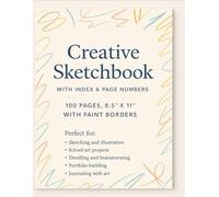 Creative Sketchbook with Index & Page Numbers - Large 8.5" x 11" Drawing Notebook with Faint Borders, 100 Pages: Organized Artist’s Sketch Pad for ... Numbered Pages with Index for Easy Reference