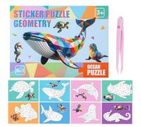 Creative Sticker Painting Set, Cartoon Animal Activity Book, Interactive Art Toy for Kids Learning, Color By Shape Sticker Design, Educational Craft Kit, Family School Travel Fun