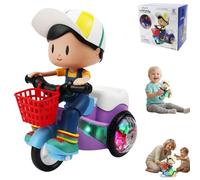 Creative Stunt Tricycle Toy with Music & Lights, Electric Cartoon Motorcycle Vehicle Stunt Performance, Universal Wheels Kids Car Toy for Boys Girls Home Travel Playtime School Birthday Gift
