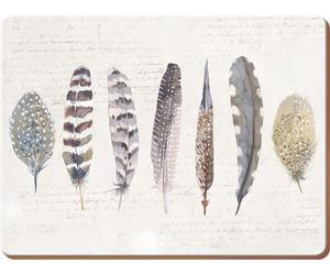 Creative Tops "Piuma Stampato Rettangolare tovagliette con Retro in Sughero, Multicolore, 30 x 23 cm