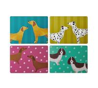 Creative Tops Set di 4 tovagliette grandi premium con stampa cani, resistenti al calore, antiscivolo, antimacchia, con retro in sughero, facili da pulire