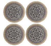 Creative Tops Set di 4 Tovagliette Rotonde in Iuta con Design a Mandala, Blu, 41 cm