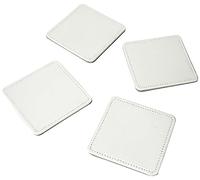 Creative Tops Sottobicchieri per Bibite, Quadrato, Finta Pelle, Argentato, 10 cm, 4 Pezzi