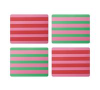 Creative Tops Stripe Print, Set di 4 tovagliette rettangolari a righe, con superficie laccata, retro in sughero, resistenti alle macchie e al calore fino a 120 °C, facili da pulire, 30 x 22 cm