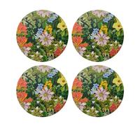Creative Tops Tropical Floral, Set di 4 tovagliette rotonde con stampa con fiori tropicali, retro in sughero, resistenti alle macchie e al calore fino a 120 °C, facili da pulire, 40 x 29 cm