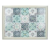 Creative Tops - Vassoio imbottito con cuscino e motivo "Green Tile", 44 x 34 cm, colore: Bianco/Turchese