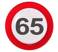 CREATIVE Traffic Sign 65th Party - Piatti da 23 cm, 8 Piatti di Carta con Cartello Stradale, 23 cm