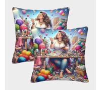 Creative Woman Artist Federe Cuscini Per Divano Decorative Art Fodere Per Cuscini Confezione Da 2 Moderno Per Soggiorno Camera Sofà 40x40cm