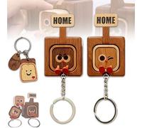 Creative Wooden Key Hooks with Funny Facial Expressions - Functional & Stylish Key, 2026 New Cute Wooden Keychain Hooks with Cute HOME/OUT Design, for Office Home Decor (A+B)