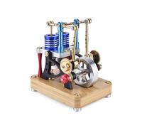 CreativeBlocker Motore Stirling per adulti - fai da te mini motore stirling in metallo funzionale con lampade ad alcol, motori a vapore, modello ad aria calda 2 cilindri, tipo alfa, regalo scientifico
