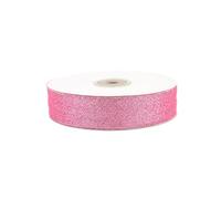 Creativery Nastro in lurex da 25 mm x 32 m, nastro a rete con effetto glitterato, decorazione per fai da te e decorazioni, nastro decorativo per matrimoni, Natale, compleanno, nastro di Natale rosa e