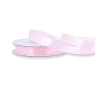 Creativery Rotolo di nastro di raso da 25 m, 12 mm, con pois, rosa chiaro