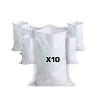 CREATIVES COULEURS - 10 sacchetti per macerie, 55 x 95 cm, 55 kg, resistenti e riutilizzabili, in polipropilene tessuto bianco, sabbia, terra, ghiaia, giardinaggio, cantiere, rifiuti costruzioni