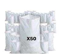 CREATIVES COULEURS - 50 sacchetti per macerie, 55 x 95 cm, 55 kg, resistenti e riutilizzabili, in polipropilene bianco, sacchetti per farina, sabbia, terra, ghiaia, giardino, cantieri
