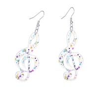 Creativi Orecchini Acrilici Con Note Musicali Accessori Dichiarazione Alla Moda Orecchini Fatti A Mano Per Le Donne Orecchini Nero Trasparente, Taglia unica, come descritto