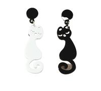 creatività Orecchini a Forma di Gatto in Acrilico Orecchini Pendenti con Animali in plastica Asimmetrici Personalizzati in plastica Nera per Le Donne Nice And Clever