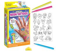 Creativity for Kids Mini kit di tatuaggi colorati al neon, personalizza 18 disegni alla moda con pennarelli temporanei per tatuaggi, kit fai da te per bambini, grandi attività per l'estate (dai 6 anni