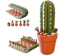 Creativity - Set di scacchi arrotolabili con cactus, pezzi a tema succulente stampati in 3D, con tavola da viaggio portatile, gioco di scacchi unico ispirato alle piante, per giochi interattivi per
