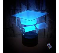 Creativo 3D Bachelor Cap Luce Notturna 16 Colori Mutevoli Telecomando USB Potere Toccare Cambiare Illusione Ottica Lampada Arredamento Lampada LED Lampada da Tavolo Bambini Brithday Natale Regalo