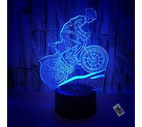 Creativo 3D Bicicletta Luce Notturna 16 Colori Mutevoli Telecomando USB Potere Toccare Cambiare Illusione Ottica Lampada Arredamento Lampada LED Lampada da Tavolo Bambini Brithday Natale Regalo