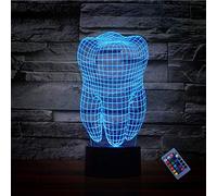 Creativo 3D Dente Luce Notturna 16 Colori Mutevoli Telecomando USB Potere Toccare Cambiare Illusione Ottica Lampada LED Lampada da Tavolo Bambini Compleanno Natale Regalo