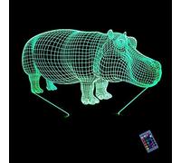 Creativo 3D Ippopotamo Luce Notturna 16 Colori Mutevoli Telecomando USB Potere Toccare Cambiare Illusione Ottica Lampada Arredamento Lampada LED Lampada da Tavolo Bambini Brithday Natale Regalo