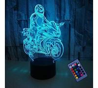 Creativo 3D Motociclo Luce Notturna 16 Colori Mutevoli Telecomando USB Potere Toccare Cambiare Illusione Ottica Lampada Arredamento Lampada LED Lampada da Tavolo Bambini Brithday Natale Regalo