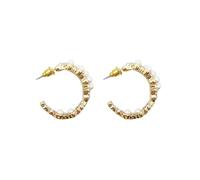 Creativo a forma di C Barocco Zircone Orecchini a Cerchio Coreano Geometrico Rotondo Orecchini di Perle per le Donne Gioielli di Modo OrecchiniUtile e Moda