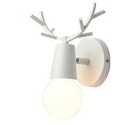 Creativo Applique da Parete Moderno Lampada da Parete Semplice Lampada a Muro E27 Testa di Cervo Nordico Stile Art Deco per Camera da Letto dei Bambini, Ristorante, Corridoio, Scale (B , Bianca)