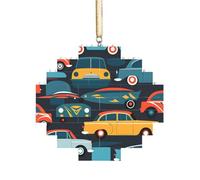 Creativo Building Block Puzzle Ornamenti Pendente - Ornamento a forma di losanga con stampa a forma di auto, 3.7x3.5 In