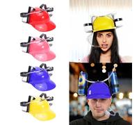 Creativo cappello da birra soda birra bere casco pigro bevanda cappello per eventi sportivi contenitore di birra tappo con tubo mani libere partito distributore di bevande cappello da bere(rosa)