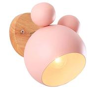 Creativo cartone legno applique da parete E27 Nordic Lampada da parete a LED Luce da Parete Lampada Muro moderno per bambini che leggono camera da letto comodino Cucina soggiorno corridoio, Rosa