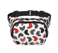 Creativo Cartoon Pollo Stampa Piazza Marsupio Doppio Strato Fanny BagTrendy Viaggio Marsupio per Uomini e Donne, nero, Taglia unica