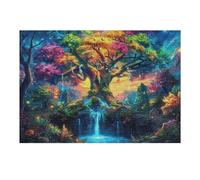 Creativo Cherry Blossom Tree Waterfall Forest Wild Nature Puzzle 300 Pezzi Per Adulti Coinvolgente Divertente E Stimolante Perfetto Per Passatempi 300 PCS（40x28cm）