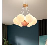 Creativo Combinato LED Combinato 3D Luna e Pianeta Lampada da Soffitto a Sospensione Lampadario Luna Camera dei Bambini Plafoniera per Camera da Letto, Soggiorno, 42W, 3 Illuminazione