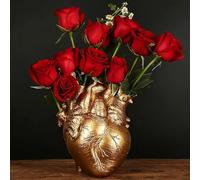 Creativo Huma Corpo Vaso, Cuore Aatomico Resi Vasi per Fiori, Scultura d'Arte Decorativo Vaso Fiore Plater Pot, Fiore Arragemet Tavolo Decor-Rosso, Golden Large, 19x13x24.3cm(7x5x10inch)