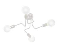 Creativo Lampada da Soffitto Industriale Vintage a 4 Teste Plafoniera Moderno in Metallo Lampadario per Camera da Letto Sala da Pranzo Soggiorno (Bianco)