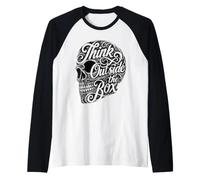 Creativo Mindset Pensare Fuori dagli schemi Cranio Tipografia Maglia con Maniche Raglan